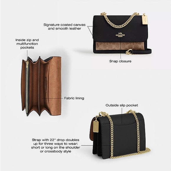 Coach Klare Crossbody Bag in Signature Canvas and Black Leather Purse CV978 - Picture 3 of 16